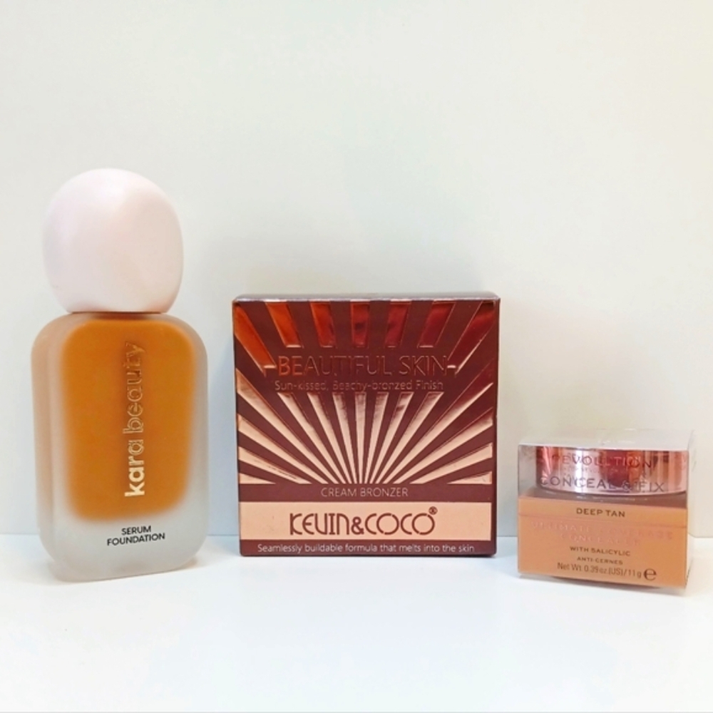 3 Piece Makeup Bundle Serum Foundation,  Crram Bronzer & Concealer